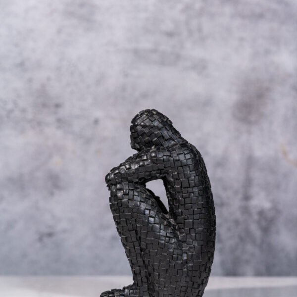 Modern Mindful Musings Pixelated Male Sculpture in a contemplative Pose