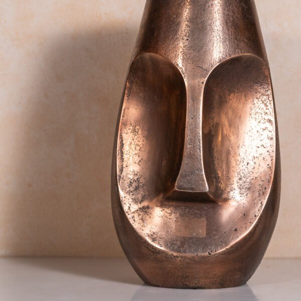 Bizzotto Asmita Gold Aluminum Vase, Featuring an Abstract Humanoid Face Design in a Metallic Finish
