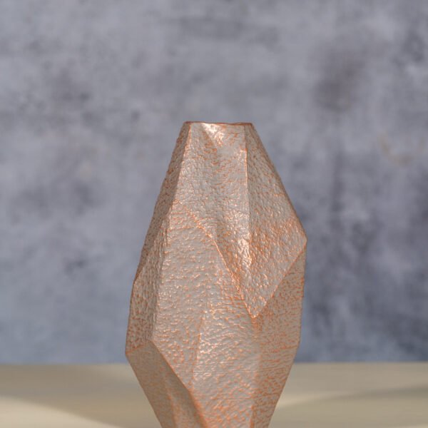 A Modern Geometric Faceted Vase in Rose Gold or Copper Finish