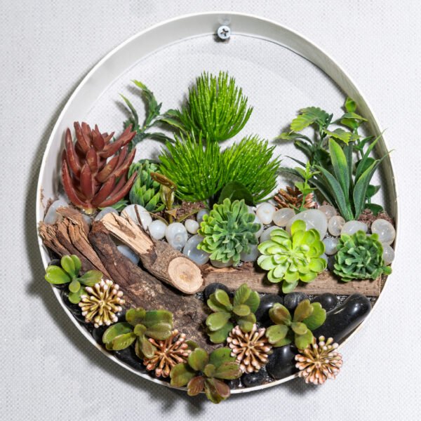 A wall mounted faux succulent 3D wall art piece