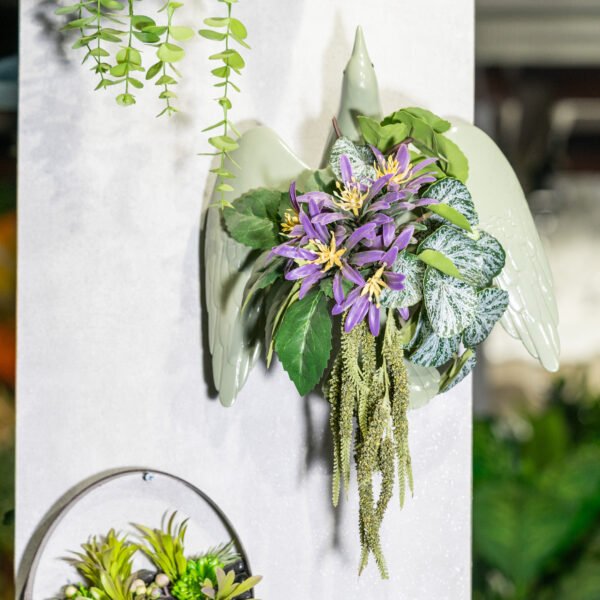 Creative Artificial purple clematis and green foliage plants