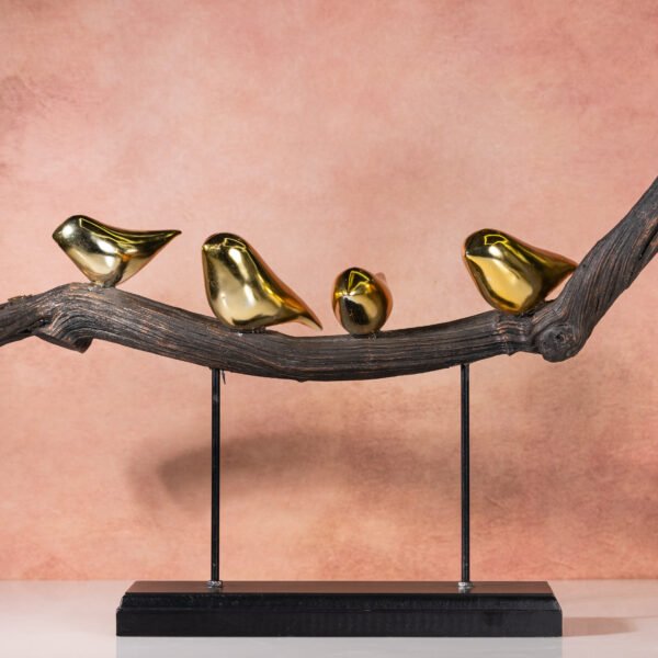 Corsica Polyresin Couple Birds Figurine Featuring Golden birds perched on a decorative branch