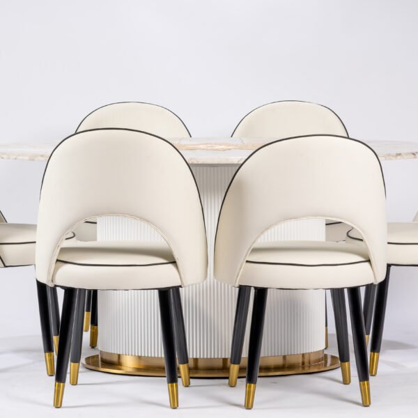 Modern Dining Set with Upholstered Chairs and a White Table,