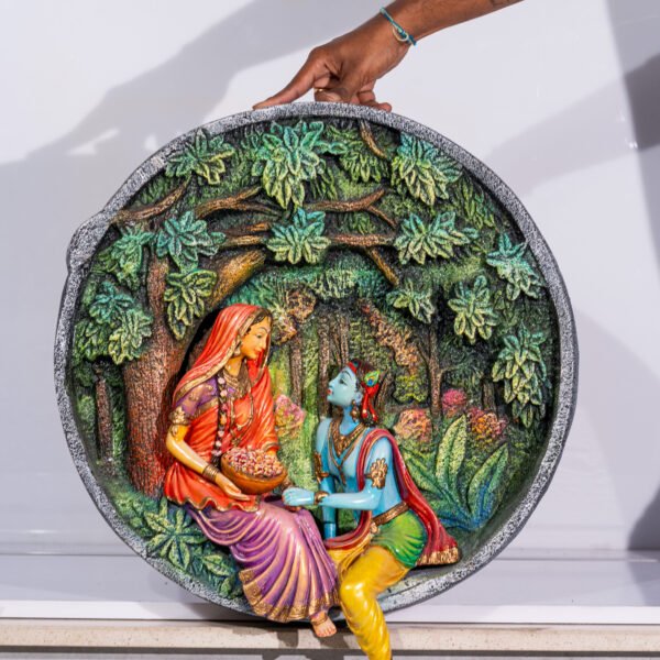 Circular Radha Krishna Ceramic Frame.